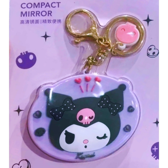Sanrio Accessories - Kuromi Compact Mirror Bag Charm Keychain (Licensed SANRIO)